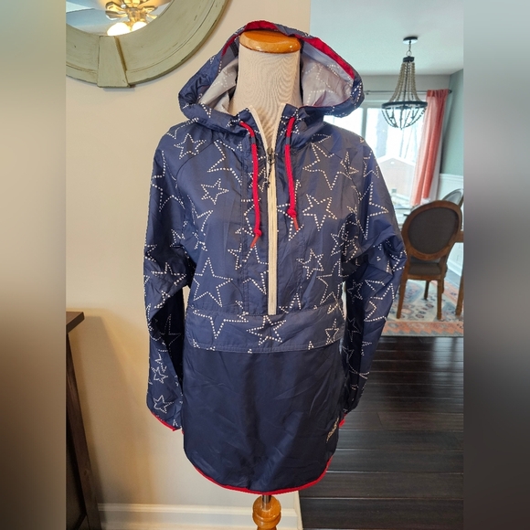 Eddie Bauer Women's Size Medium Anorak Rain Pullover Packable Lightweight Star - Picture 1 of 11